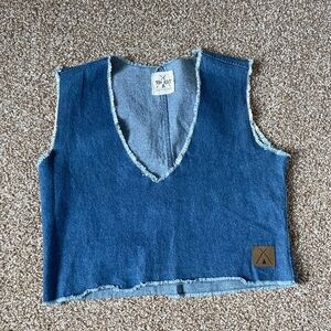 Tribe Kelley Jane Denim Crop Top Tank Size Small